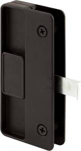 lot 2308 image: Prime-Line A 177 Sliding Screen Door Latch and Pull, 3 in. Hole Center, Black Plastic with Steel Latch, Mortise Install (Single Pack)