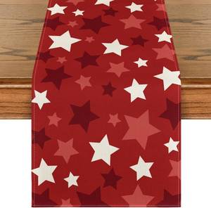 lot 2360 image: Artoid Mode Stars Red 4th of July Table Runner, Patriotic Seasonal Memorial Day Kitchen Dining Table Decoration for Home Party Decor 13x90 Inch