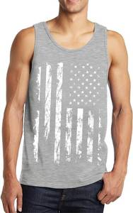 lot 2365 image: Idgreatim Tank Tops Mens American Flag 4th of July Patriotic Sleeveless Tees Fitness Workout Holiday Beach T-Shirt Grey XXXL