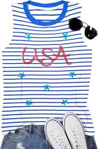 lot 2366 image: BANGELY American Flag Tank Top Women 4th of July Shirt Sequin Stars Graphic Shirt USA Patriotic Striped Casual Sleeveless Top Medium
