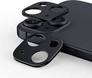 lot 2385 image: 2 Packs Camera Lens Protector for iPhone 13  13Mini Matte Finish Aluminum Alloy No Glass Lens Cover Case Friendly Black
