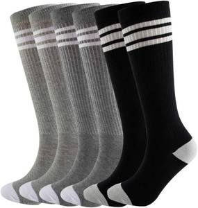 lot 2397 image: Knee High Tube Socks Comfortable and Breathable with Triple Stripes for Boys 4-6 Years