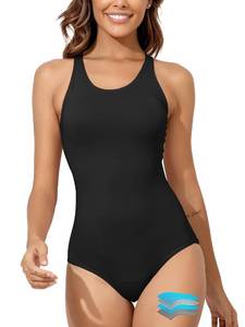 lot 1009 image: Beautikini Period Swimwear Womens One Piece Leakproof Menstrual Bathing Suit Racerback Swimsuit for Teens Girls Black S