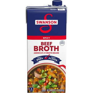 lot 1023 image: Swanson Spicy Beef Broth  32 oz Carton
