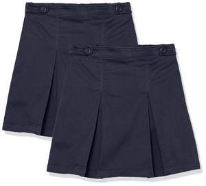lot 1043 image: Amazon Essentials Girls Pleated Pull-on Uniform Scooter Skirts, Pack of 2, Navy, X-Small