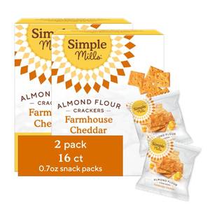 lot 1069 image: Simple Mills Almond Flour Crackers Snack Packs, Farmhouse Cheddar, Gluten Free, Flax Seed, Sunflower Seeds, Corn Free, Good for Snacks, 6.5 oz, Pack of 2 (8 Bags per Box)