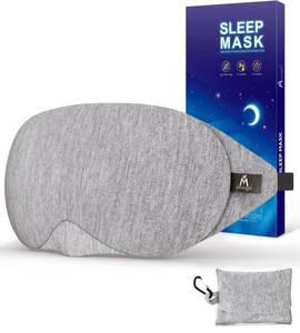 lot 1113 image: Mavogel Cotton Sleep Eye Mask - Updated Design Light Blocking with Adjustable Nose Bridge, Soft and Comfortable Night Eye Mask for Men Women, Eye Blinder for Shift Work, Includes Travel Pouch, Grey