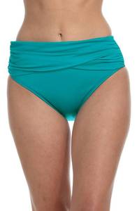 lot 1114 image: La Blanca Womens Island Goddess Banded Mid Waist Pant Bikini Swimsuit Bottom, Turquoise, 6