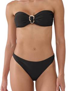 lot 1123 image: Palmipeta Black Bandeau Strapless Bikini Sets for Women Cheeky High Cut Rise Leg 2 Piece Swimsuit Bestselling Bathing Suits Swimwear 2025 Size S