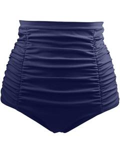 lot 1131 image: Tempt Me Womens High Waisted Swimsuit Bottom Navy Blue Tummy Control Ruched Bikini Bottom Vintage Plus Size Swim Bottom Tankini Briefs 18W