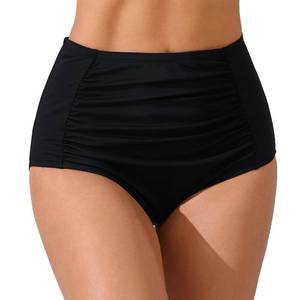 lot 1132 image: JOYBIK Womens High Waisted Ruched Bikini Bottoms Full Coverage Swim Bottoms Tummy Control Swimsuits Bottoms Black XL