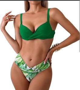 lot 1144 image: Green Leaves Two Piece Bikini Set Medium