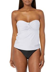 lot 1173 image: Catalina Womens Swim Womens Plus-Size Plus-Size Twist Front Bandeau Tankini Swimsuit Swimwear, White, 3X