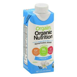lot 1229 image: ORGAIN 4 PACK VANILLA BEAN VEGAN ALL-IN-ONE PROTEIN SHAKE 11 oz Cartons