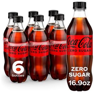 lot 1233 image: Coca-Cola Zero Sugar Sugar-Free Soda Pop  16.9 fl oz Bottles  6 Pack