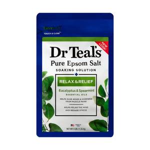 lot 1267 image: Dr Teals Epsom Salt Magnesium Soak, Relax & Relief with Eucalyptus & Spearmint Essential Oils, 3 lbs