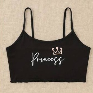 lot 1287 image: Princess Crown Black Camisole Crop Top Small