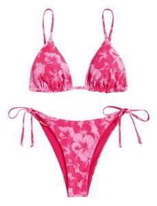 lot 1310 image: ZAFUL Womens Triangle Bikini Floral String Bikini Set Two Piece Swimsuit Bathing Suits (2-Rose Red Flower, M) - Retail $28