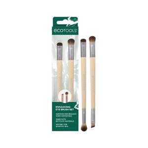 lot 1322 image: EcoTools Enhancing Eye Brush Set, Makeup Brushes For Liquid, Cream & Powder Eyeshadow & Eye Liner Application, Dual-Sided & Eco-Friendly, Synthetic Bristles, Cruelty-Free, 2 Piece Set - Retail $7