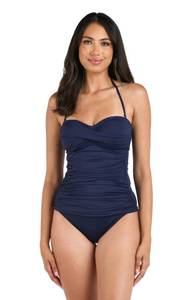 lot 1386 image: La Blanca Womens Island Goddess Bandeau Tankini Swimsuit Top, Indigo, 16 - Retail $93