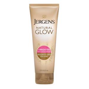 lot 1394 image: Jergens Natural Glow Self Tanner Body Lotion, Sunless Tanning, Medium to Deep Skin Tone, Daily Moisturizer with Coconut Oil, Vitamin E and Antioxidants, 7.5 Oz - Retail $10