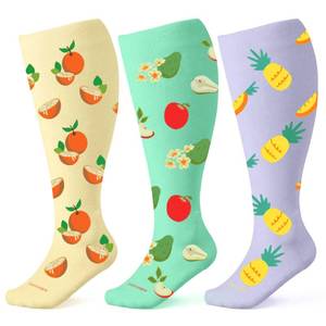 lot 1432 image: Leocomps Plus Size Compression Socks for Women Men Wide Calf 15-20 mmHg Knee High Extra Large for Nurses Pregnant Travel - Retail $23