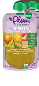lot 1466 image: Plum Organics - 12 Months Organic Baby Food - Mango, Pineapple, White Bean, Butternut Squash & Oat - Non-GMO - On-The-Go Pouches for Baby & Toddler - Quality Tested Ingredients - 3.75 oz (Pack Of 6) - Retail $18
