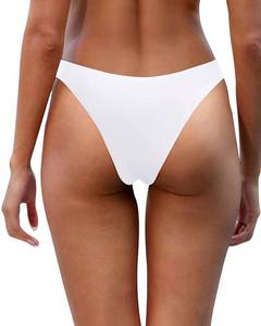 lot 1477 image: Aqua Eve Women Cheeky Bikini Bottom Brazilian High Cut Swim Bottom Low Rise Bathing Suit Bottom White S - Retail $16
