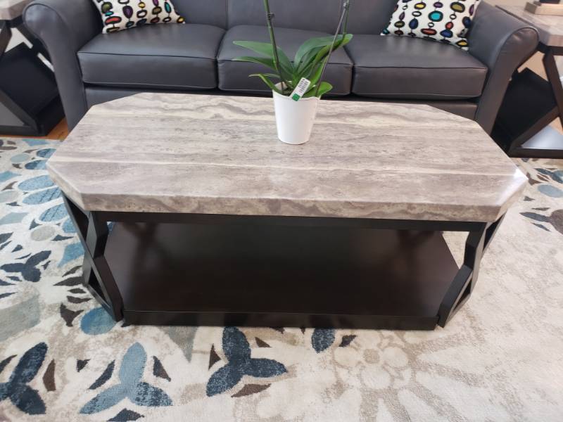 lot 5005 image: Black and stone top look coffee table