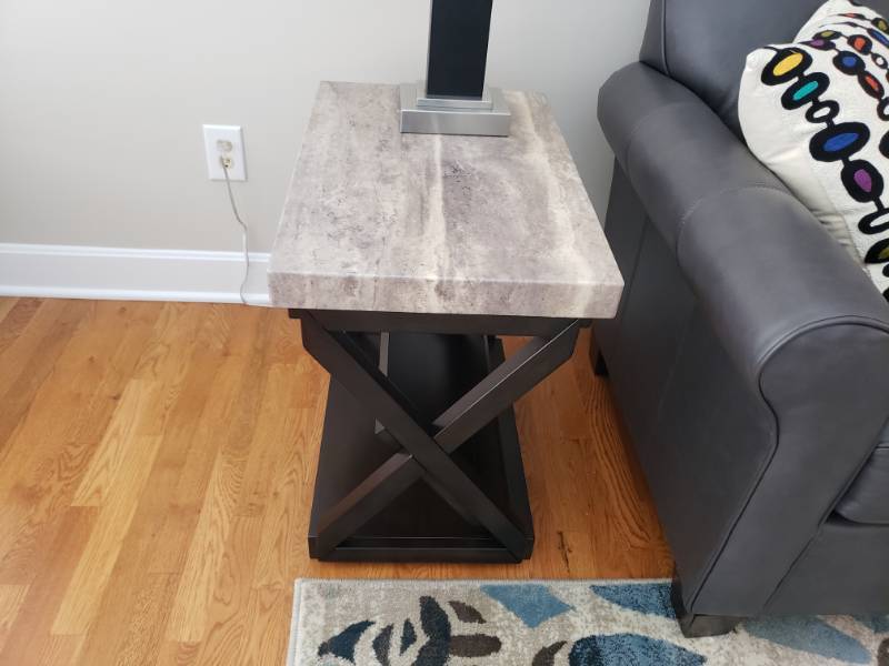 lot 5011 image: Wood and stone look top end table