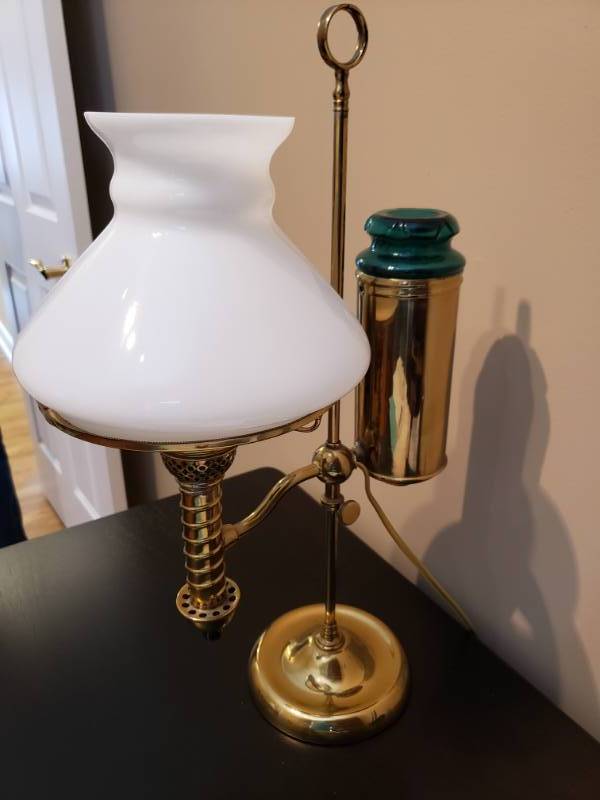 lot 5048 image: Antique oil lamp converted to electric