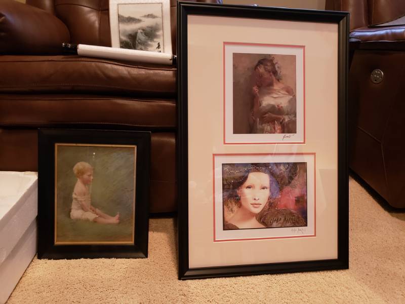 lot 5102 image: (2) framed pictures and scroll