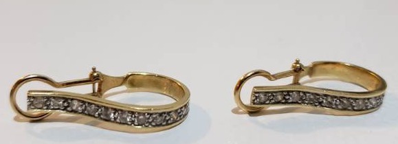 lot 5127 image: Gold and diamond earrings