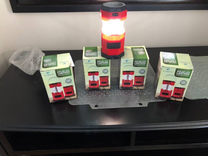 lot 5150 image: Lot (4) Solar LED lanterns