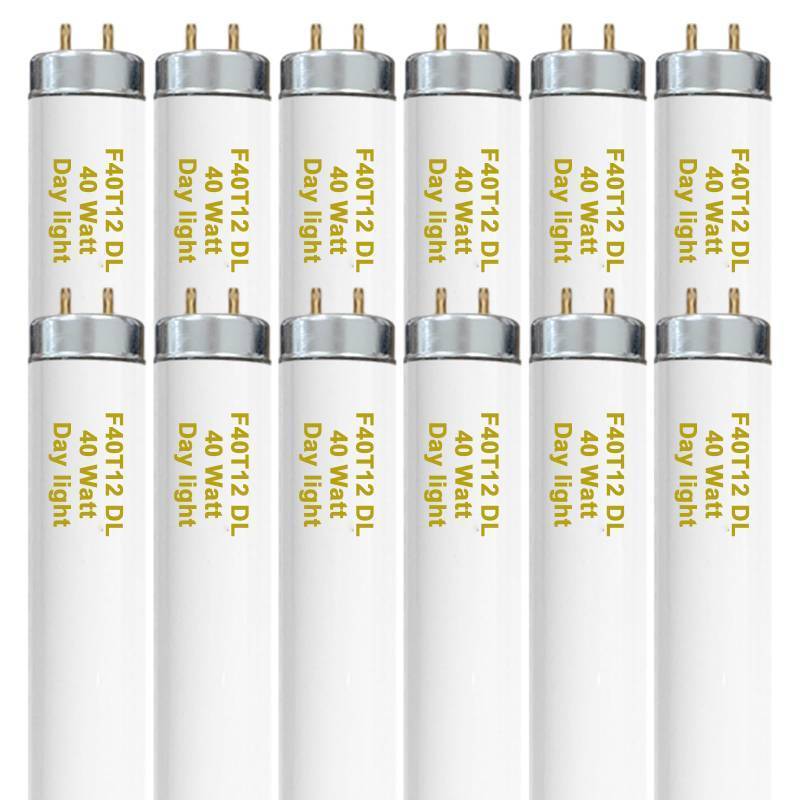 lot 3990 image: Konideke 48 Inch F40T12DL 40W 6500K Daylight Fluorescent Light Bulbs, 4ft T12 Linear Tube Lights F40T12865, 2650 Lumens, G13 Bi-Pin 12 Pack, Retail $90