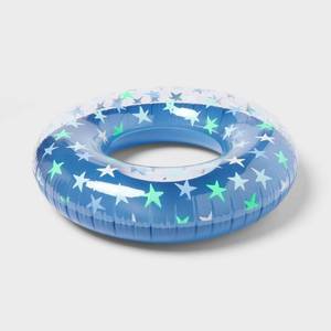 lot 4001 image: 42 Ring Tube Grow In Dark - Sun Squad Blue Inflatable Pool Float Toy - Retail $10