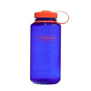 lot 4017 image: Nalgene 32 fl oz Plastic Wide Mouth Water Bottle - Periwinkle Blue Portable Drinkware, Recycled Content - Retail $17