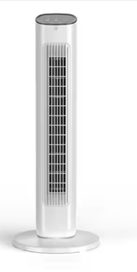 lot 4034 image: 30.71 in. 3-Speed 11.81 in. WOscillating Tower Fan in White with Digital Display, Auto Mode, Timer and Remote Control - Retail $100