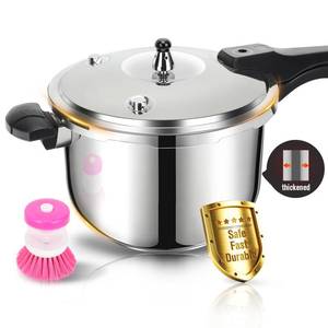 lot 4180 image: Stainless Steel Pressure Cooker 8 qt Induction Compatible Stove Top Pressure Cooker with Pressure Indicator Safeguard Devices,Compatible with Gas & Induction Cooker - Retail $79