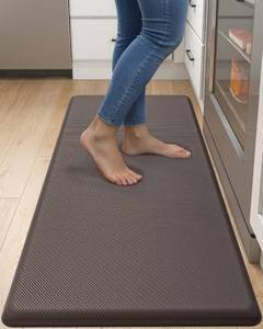 lot 4182 image: DEXI Kitchen Mat Cushioned Anti Fatigue, Extra Thick Comfort Standing Floor Mats Waterproof, Memory Foam Antifatigue Runner Rug for Desk Office, Sink, Laundry, 48x20, Brown - Retail $60