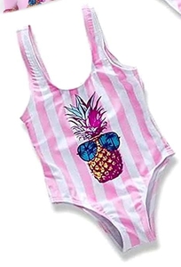 lot 4219 image: IFFEI One Piece Swimwear Modest Bathing Suits Beachwear for Beach Pool Vacation Pink Little Girls 3-6 Months&nbsp