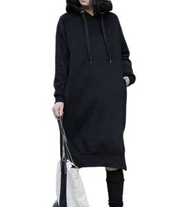 lot 4247 image: NUTEXROL Womens Thickening Long Fleece Sweatshirt String Hoodie Dress Pullover Plus Size, Large, Black - Retail $46