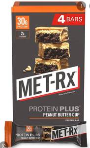 lot 4254 image: MET-RX Protein Plus Peanut Butter Cup Protein Bars - 4 Count Box - Retail $12
