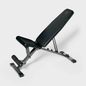 lot 4310 image: Adjustable Weight Bench - All In Motion Iron Frame, Faux Leather Seat, 400lb Capacity - Retail $101