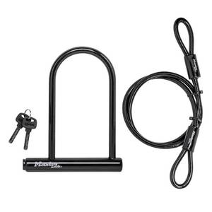 lot 4311 image: Master Lock 7.25 U Lock with Looped End Cable Bike Security&nbsp