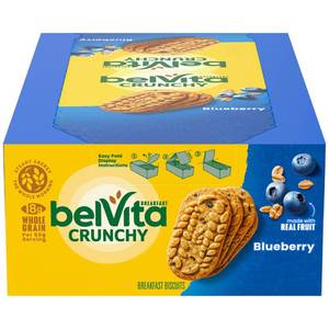 lot 4313 image: belVita Breakfast Bars Biscuits, Blueberry, 8 Packs (4 Biscuits Per Pack) - Retail $9