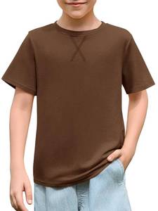 lot 4348 image: Haloumoning Boys T Shirts Kids Summer Crewneck Short Sleeve Tshirts Fashion Casual, Brown, 9-10 Years - Retail $8