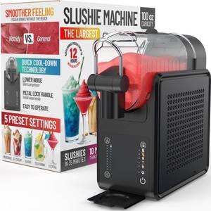 lot 4353 image: Natridy Slushie Machine for Home  Frozen Margarita Machine  Professional Frozen Drink Maker  100 oz Smoothie Maker  Bartesian Cocktail Machine  Makes Milkshake, Ice Cream & Slushies (Black) - Retail $300