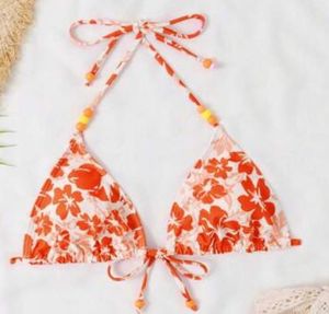 lot 4359 image: Swim Mod Women Summer Beach Floral Bikini Top Orange XL&nbsp
