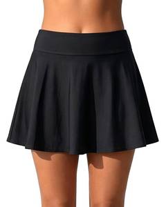 lot 4396 image: Aqua Eve Women Swim Skirt Tummy Control Swimsuit Skirt High Waisted Bathing Suit Bottom  Black XXL - Retail $22